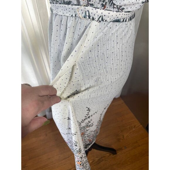 Vintage 80s summer dress, assorted belt, cream white, green red ombre floral - Picture 7 of 8